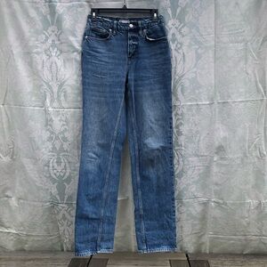 Good American high waist straight leg denim.